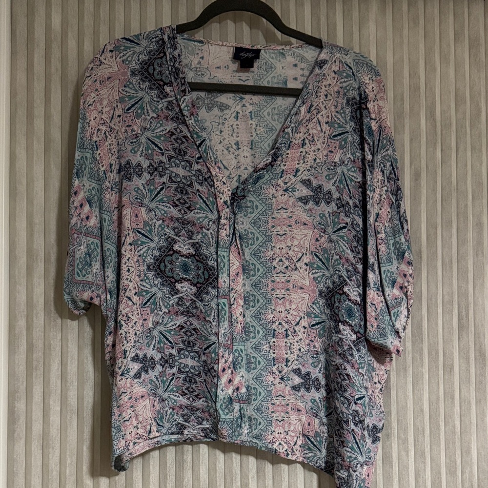 Daytrip Women's Blouse - Pink and Blue Pattern